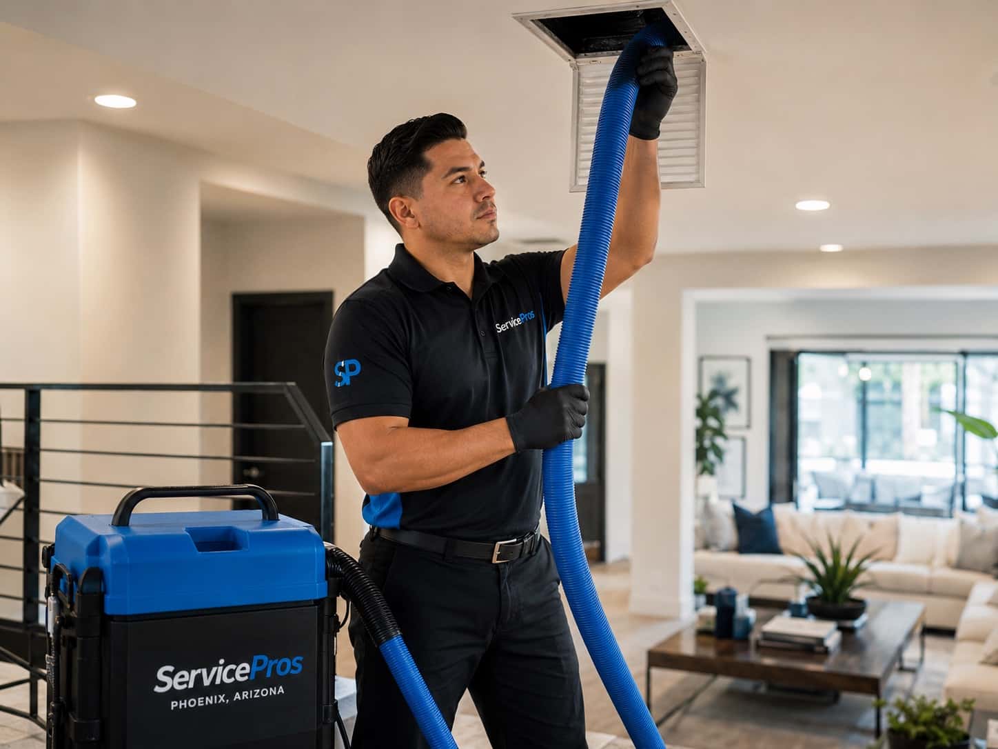 Air duct cleaning service in a Portland, Oregon home by ServicePros