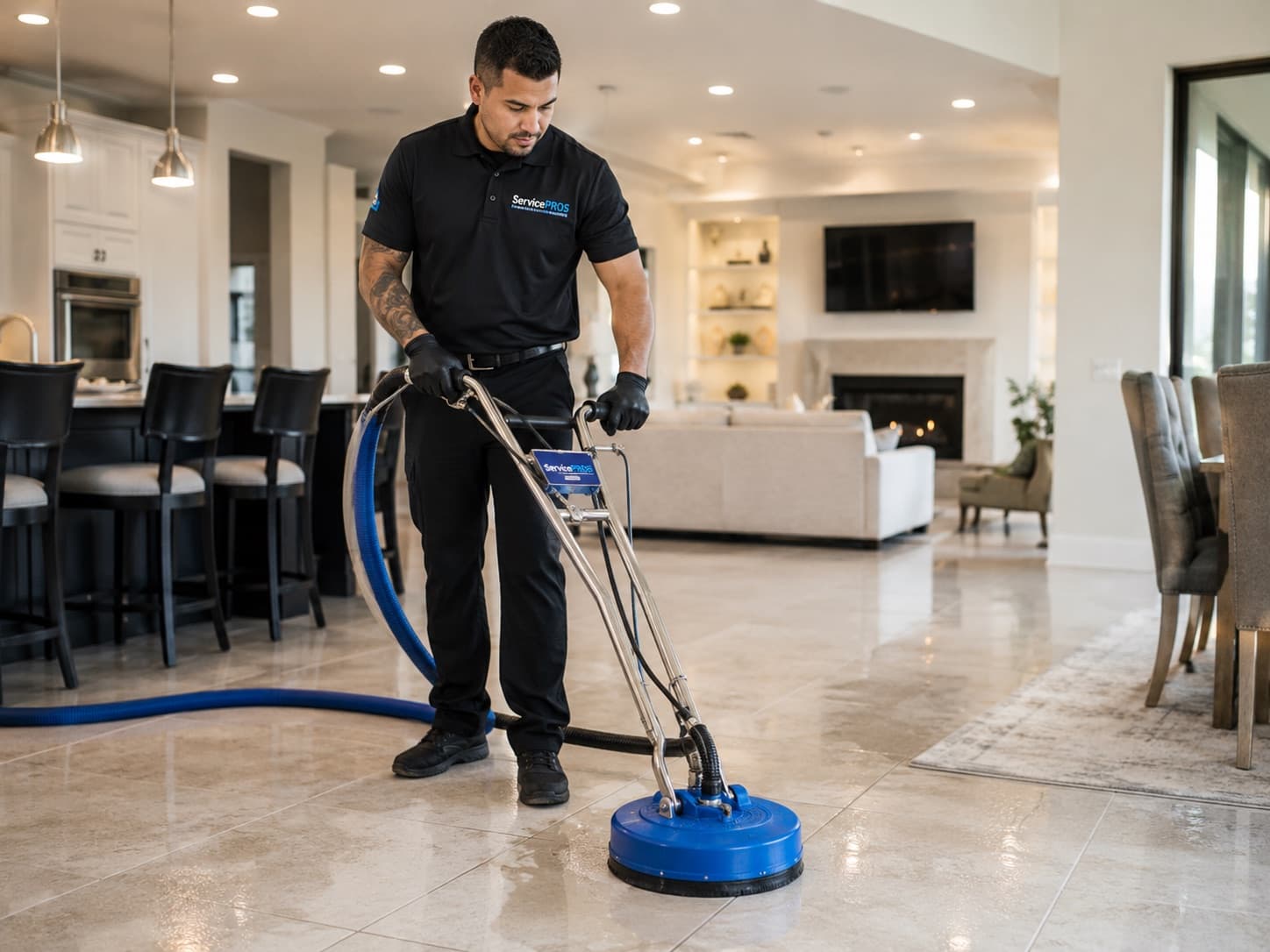 Tile and grout cleaning in Phoenix, Arizona by a ServicePros technician